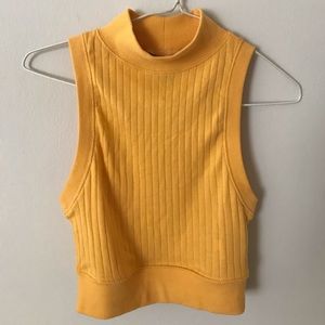Yellow High Neck Crop Top